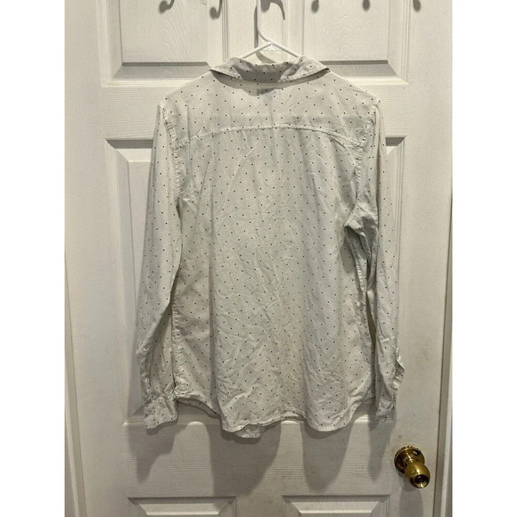 Old Navy Cream Navy Polka Dot Cotton Button Up Long Sleeve Shirt Size Large‎ - Picture 5 of 7